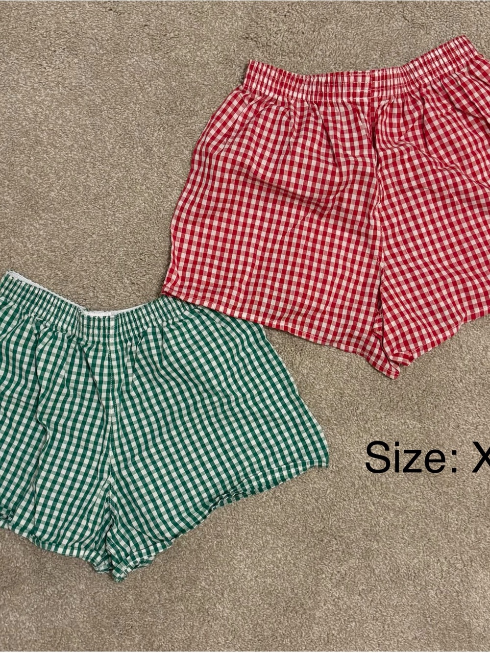 Elastic-Waist Shorts - Red & Green